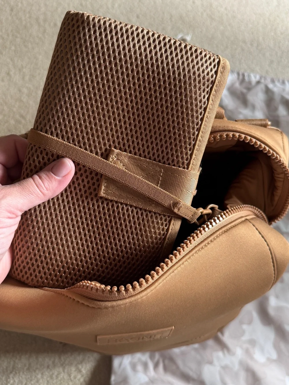 Dagne Dover Tan Backpack with Dual Front Zips